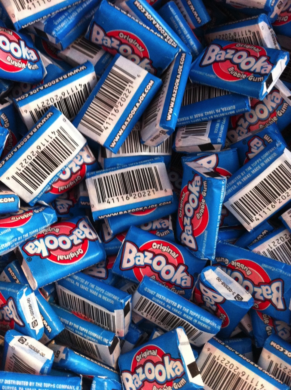 A heap of wrapped bubble gum, a classic bulk candy